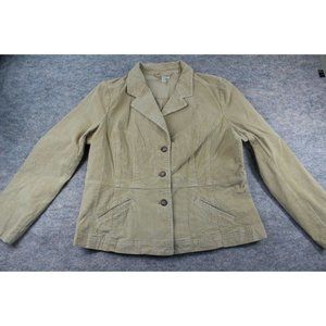 St Johns Bay Corduroy Jacket Extra Large XL Blazer Tan Brown Button Up Womens